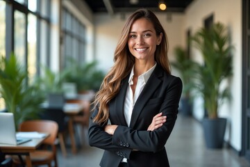 businesswoman woman business meeting office portrait entrepreneur smart confident happy colleague businessperson startup creative working female corporate executive