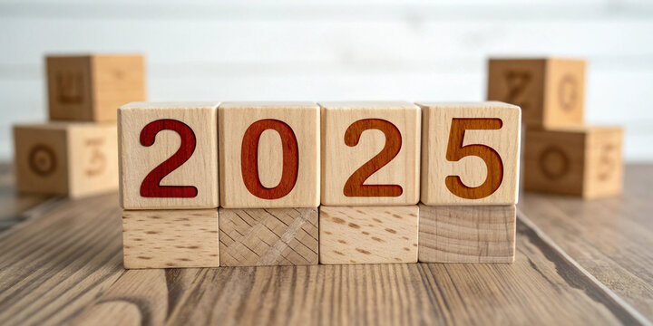 Wooden blocks written 2025