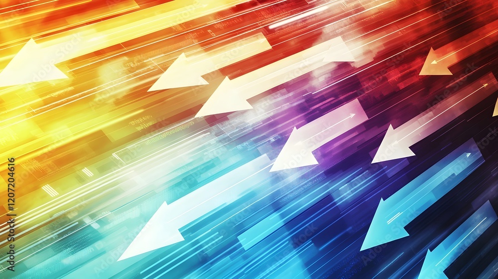 Aufkleber vibrant high tech graph background with overlapping trend arrows and fluctuating data visualization 