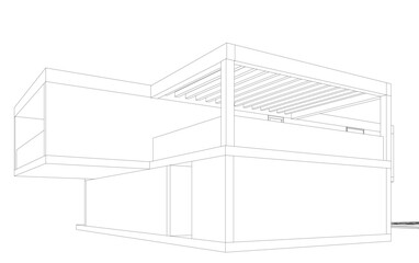 Architectural sketch of a house 3d illustration