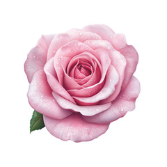 Fototapeta premium Dew-Kissed Pink Rose A Botanical Illustration