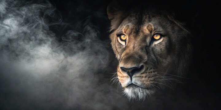 Wild animal lion dark theme background