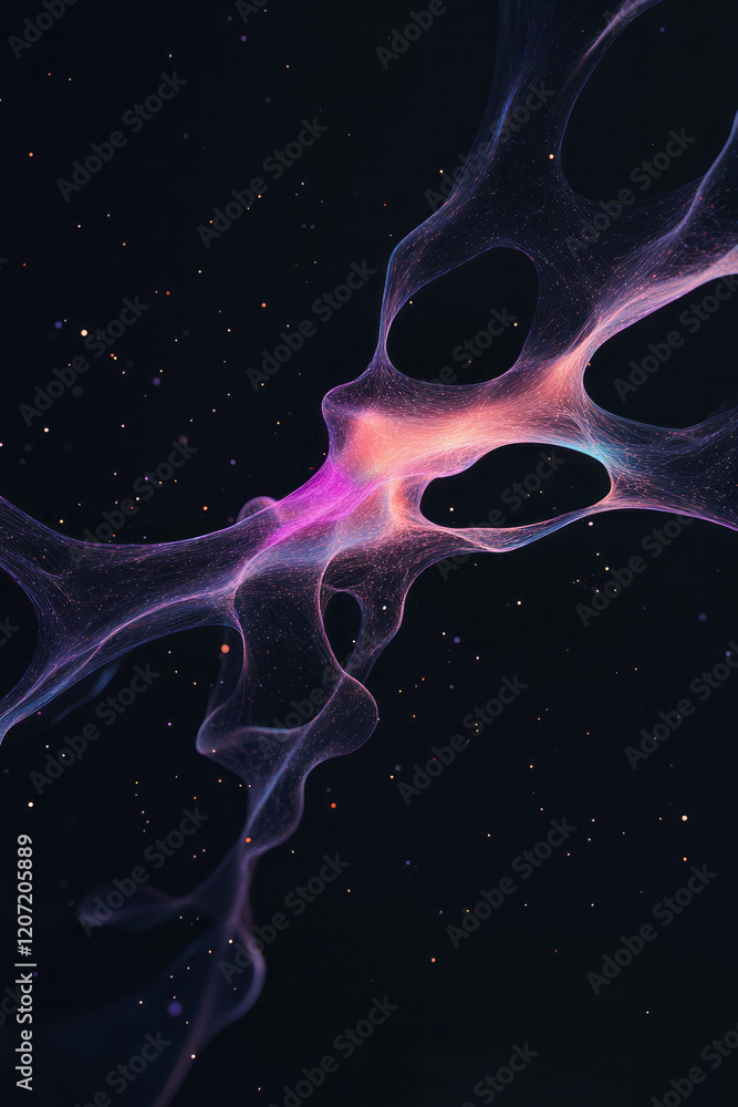 Aufkleber an abstract 3d grid structure with vibrant colors and intricate connections, symbolizing a digital n