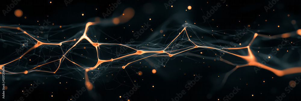 Poster a dynamic network pattern with intersecting lines and luminous points forming an intricate web of co