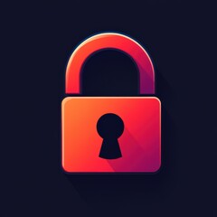 A vibrant padlock logo featuring a distinct keyhole stands out against a dark backdrop. It symbolizes security and protection, ideal for branding related to safety