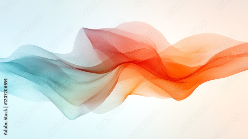 Poster an abstract wave-like network structure with flowing lines and dynamic points of connection, symboli