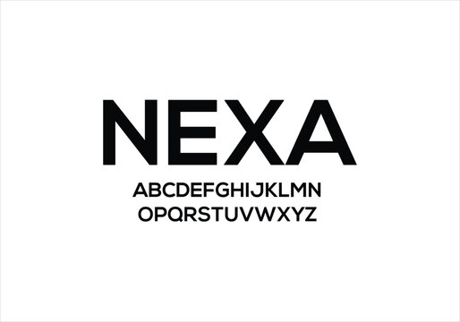 Nexa font for logo and headline. Isolated vector typeset