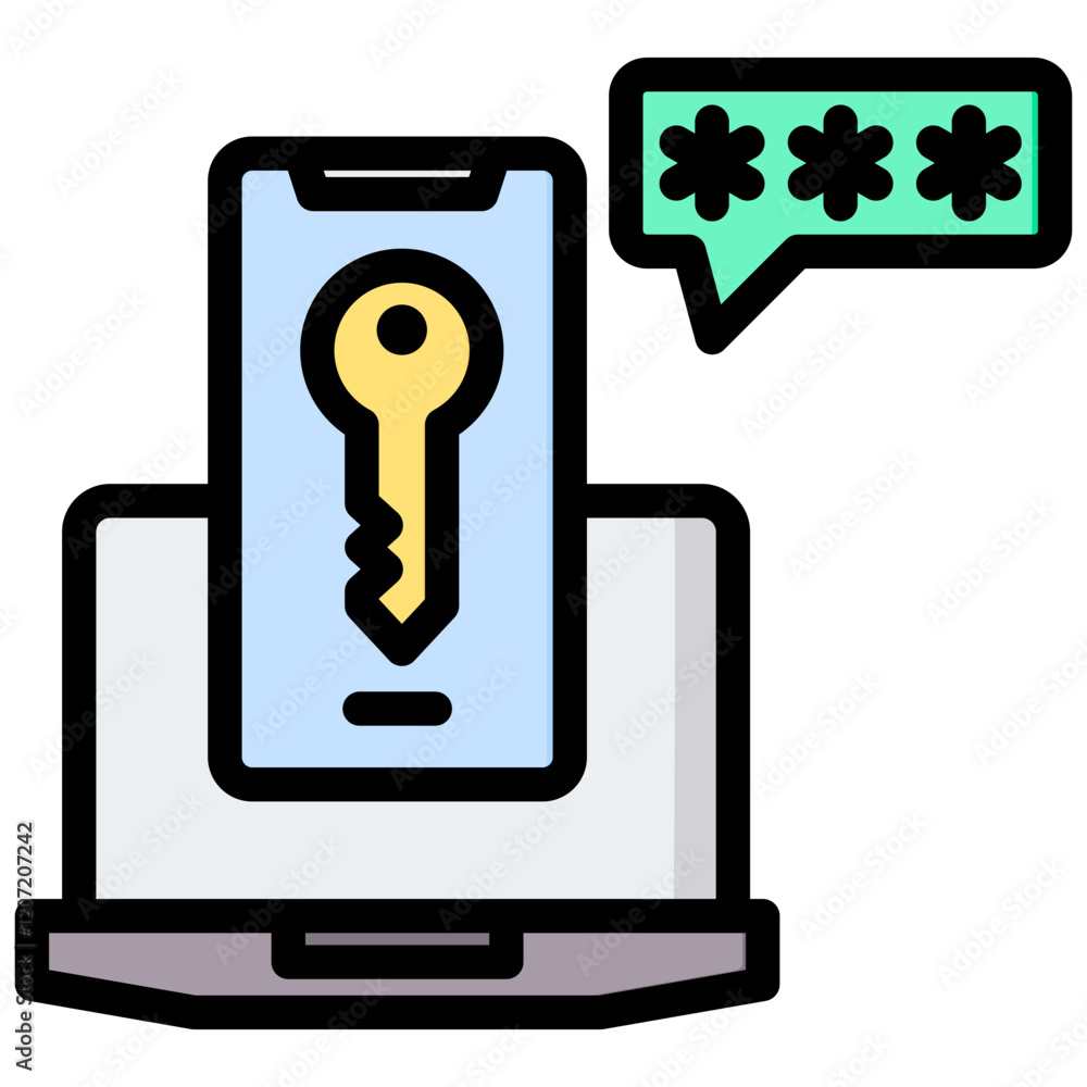 Aufkleber two step verification outline color icon