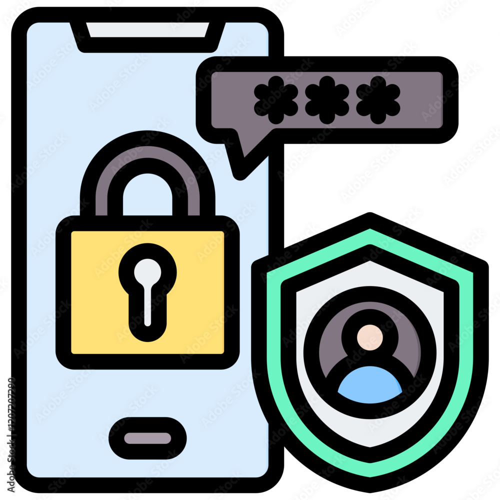 Aufkleber mobile authentication outline color icon