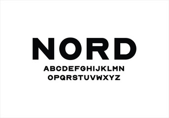 Nord font for logo and headline. Isolated vector typeset