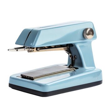 Stapler with an open loading tray, isolated on a white background.