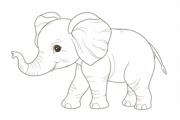 Fototapeta premium Cute elephant line art drawing for coloring pages and creative projects