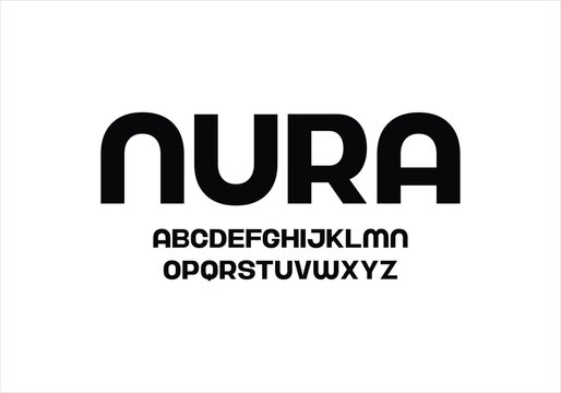 Nura font for logo and headline. Isolated vector typeset