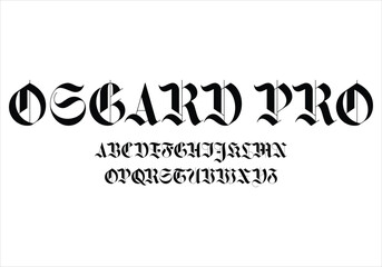 Oscard Pro font for logo and headline. Isolated vector typeset
