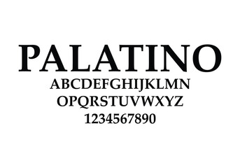 Platino font for logo and headline. Isolated vector typeset