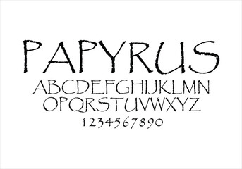 Papyrus font for logo and headline. Isolated vector typeset