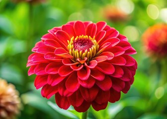 Macro photography reveals vibrant red zinnias' summer splendor.