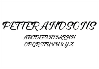 Petter and Sons font for logo and headline. Isolated vector typeset