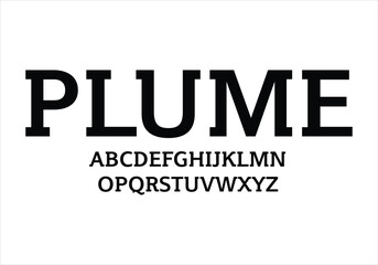 Plume font for logo and headline. Isolated vector typeset