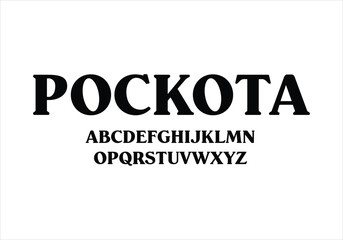 Pockota font for logo and headline. Isolated vector typeset