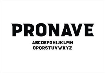 Pronave font for logo and headline. Isolated vector typeset