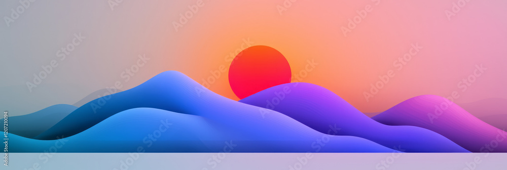 Poster a minimalist abstract sunset with smooth gradient transitions and subtle ripple textures, emphasizin