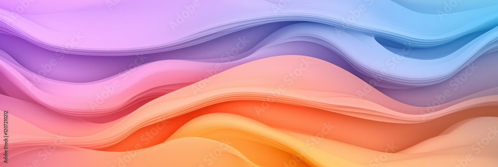 Poster a sophisticated abstract gradient sunset with layered ripple textures and a blend of vibrant and mut