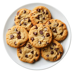 Plate of Chocolate Chip Cookies on transparent background