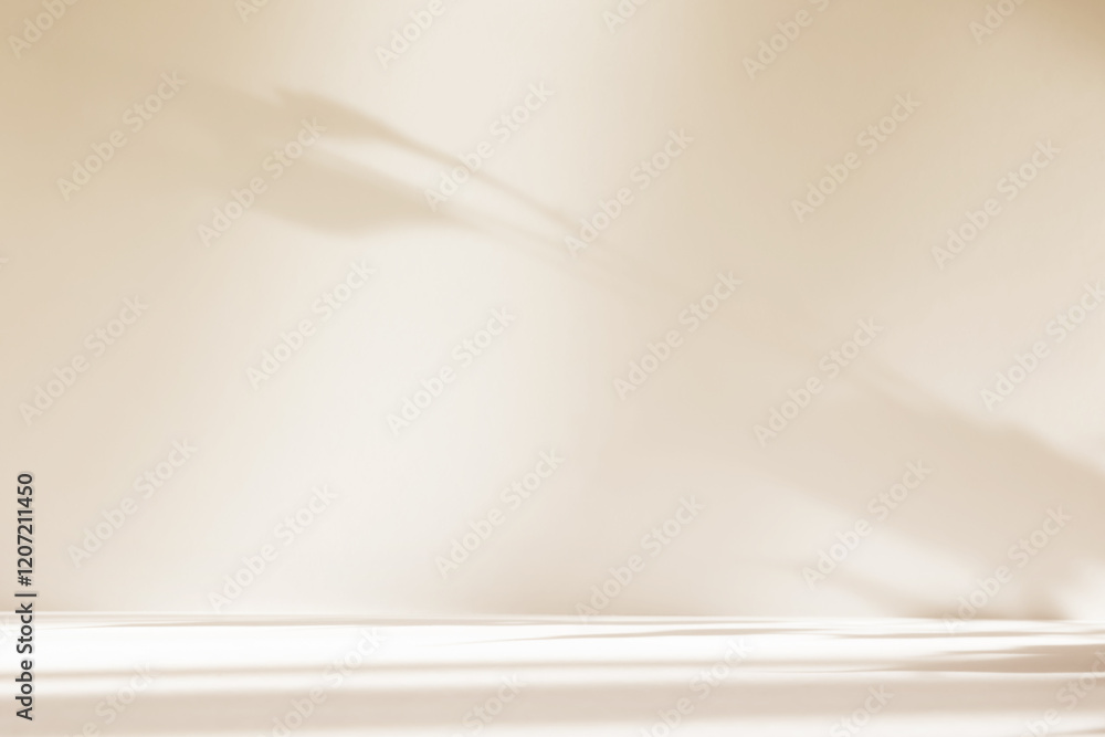 Poster abstract beige color gradient studio background for product presentation. empty room with shadows of