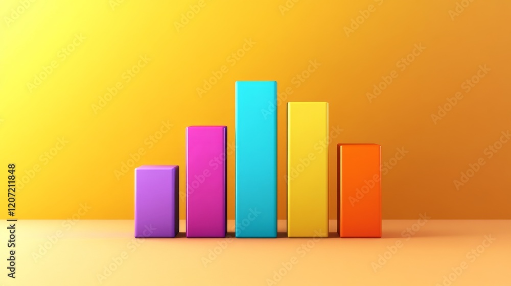 Poster a vibrant stacked bar chart displaying diverse financial data in bright colors, positioned on a ligh