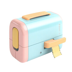 Compact portable tape dispenser in pastel colors, isolated on white.
