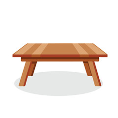 Wooden table isolated flat vector illustration on white background.