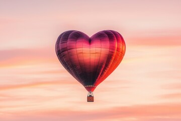 Fototapeta premium Romantic Heart-Shaped Hot Air Balloon Floating at Sunrise Sky