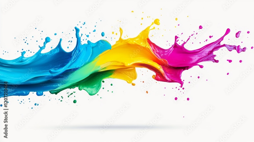 Leinwandbilder bright abstract background with paint splashes in vibrant colors, creating a joyful, artistic compos