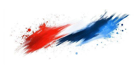 Abstract blue, red, and white color brush strokes painted on an isolated background, a 2D illustration in a painterly style. bokeh background