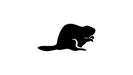 Canadian Beaver , black isolated silhouette