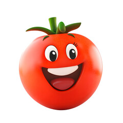 Happy Cartoon Tomato Character on transparent background