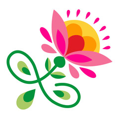 Mexican traditional flower. Ethnic embroidery decoration. Ornate folk graphic, wallpaper element. Festive mexican floral motif. Vector illustration