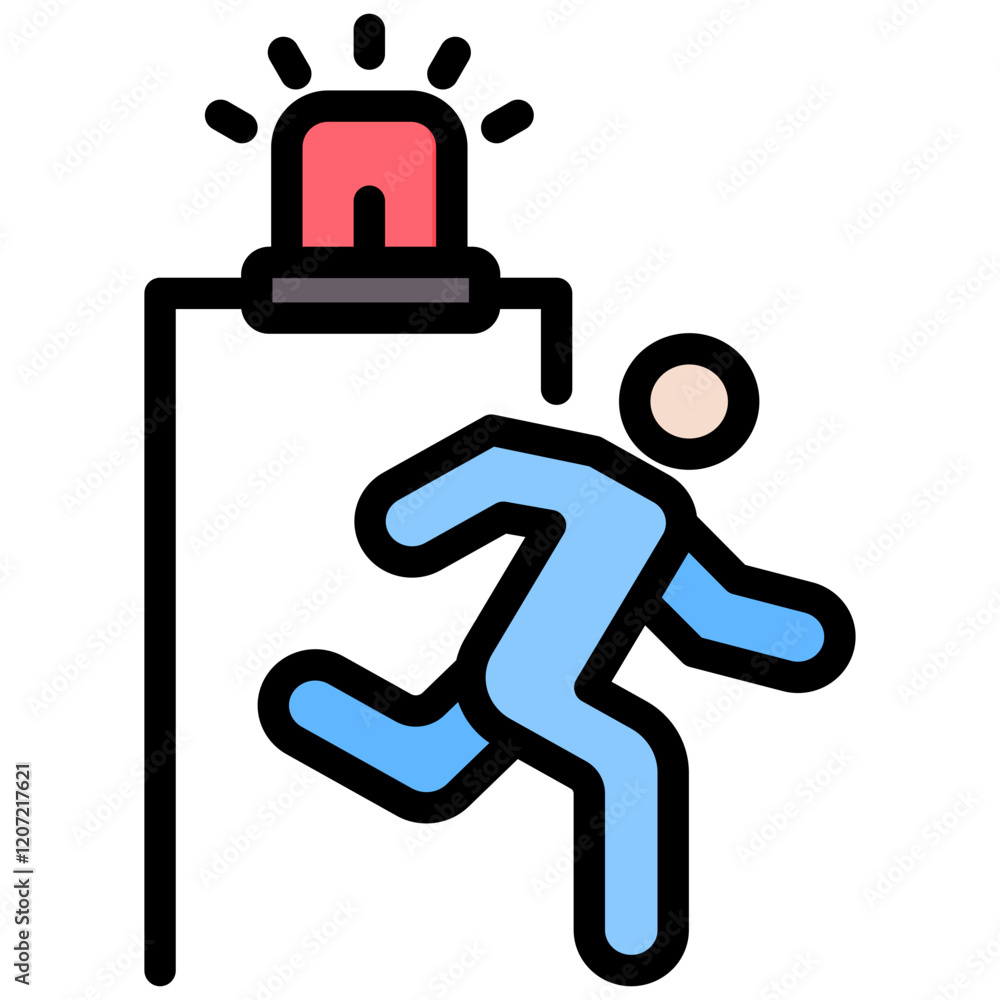Poster emergency exit outline color icon