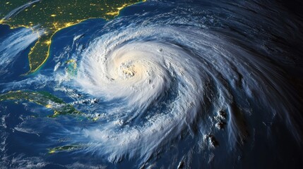 A hurricane viewed from space over Florida.
