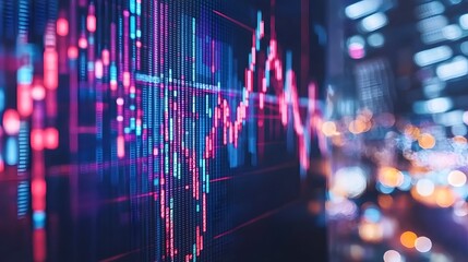 Vibrant digital display showcasing the dynamic and ever changing trends of the market merging seamlessly into a captivating and cohesive background
