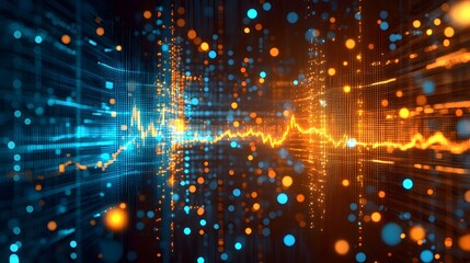 Glowing digital interface showcasing a merged display of bullish and bearish market trends financial data visualization and interactive market analytics