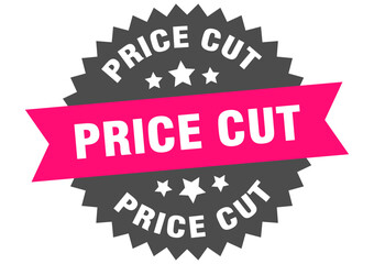 price cut. price cut round pink label isolated on transparent background