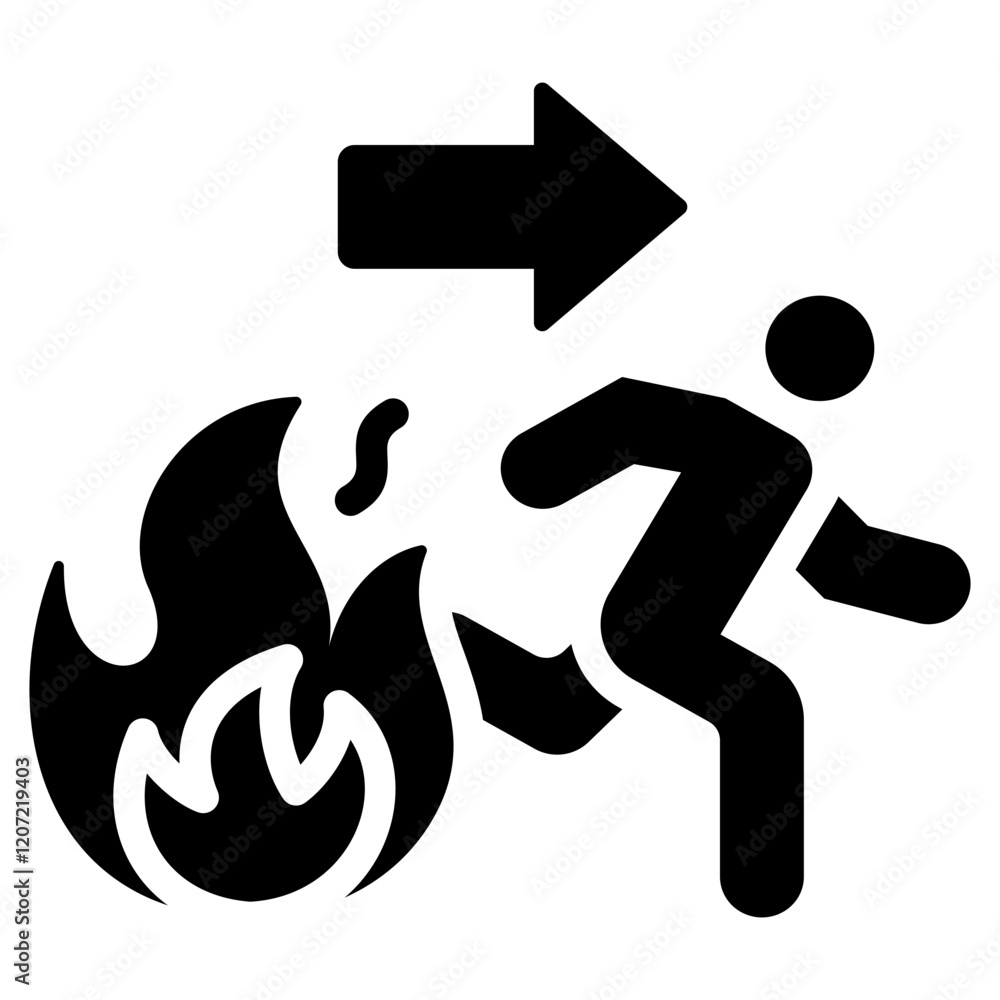 Poster fire exit glyph icon