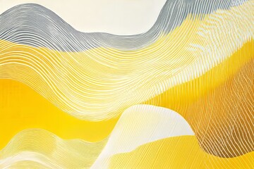 Abstract Yellow and Gray Wave Pattern Artwork