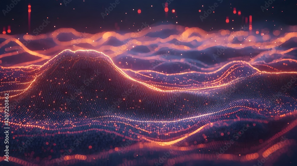 Poster a sleek futuristic representation of digital trading graphs merging and intertwining in a luminous e