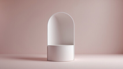 White display stand used in commercial product advertisements with soft pink background for brand promotion Realistic 3D Podium for Mockup