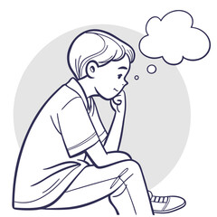 a boy is thinking vector