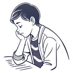 a boy is thinking vector