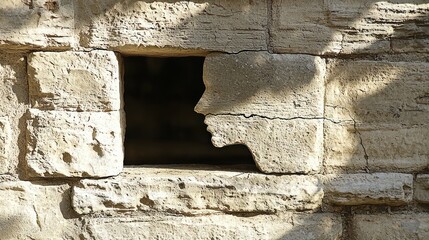Stone Wall with Intriguing Silhouette: A Study in Light and Shadow